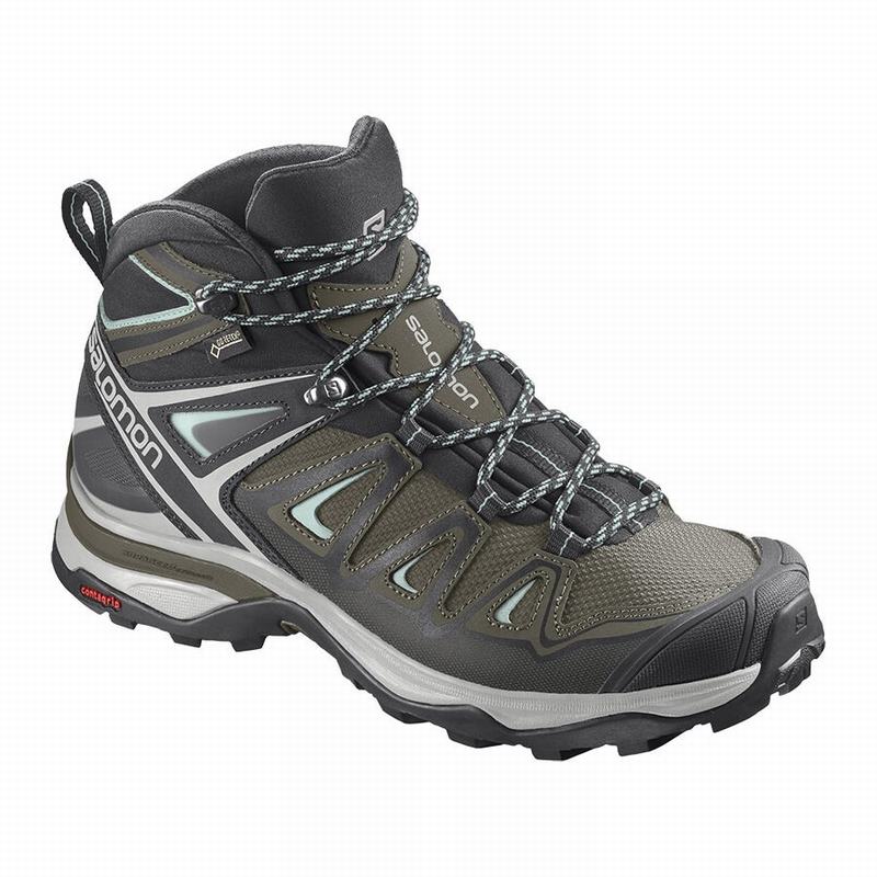 Salomon X ULTRA 3 MID GORE-TEX Botas De Montaña Mujer - Verde Oliva / Negras - Colombia (18754-ILED)